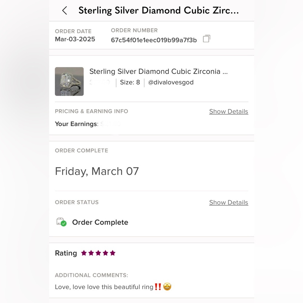 Sterling Silver Diamond Cubic Zirconia Ring - Picture 10 of 10